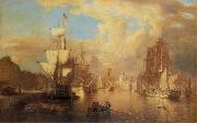 Thomas Pakenham Dublin harbour with the domed Custom House in the background oil painting artist
